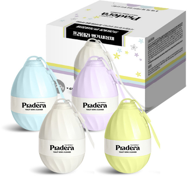프라데라 오래가는 변기세정제 자동 대용량 위생줄포함, 4개, 220g