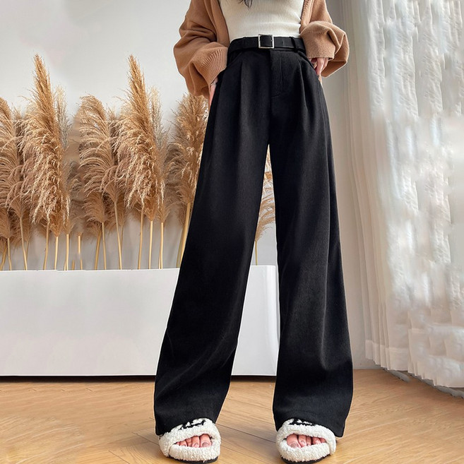 여성 가을철 바지 슬랙스 코듀로이 팬츠 캐주얼 스트레이트 팬츠 코듀로이 슬랙스