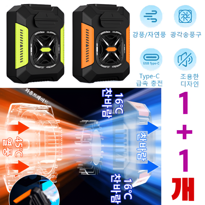 [여름의 구세주] 허리걸이 에어컨 48시간 냉방 효과 허리걸리형 휴대용 냉각 선풍기 야외 전신 냉각 신기술 허리 걸이형/허리띠 포함, 1+1개 [푸르다], 푸르다