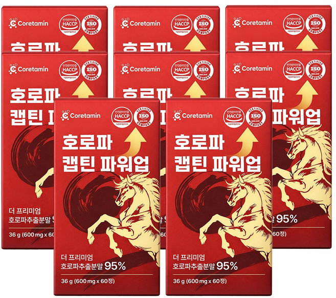 코어타민 호로파 캡틴 파워업 600mg 캡슐 종자추출물 남성 활력, 8개, 60정