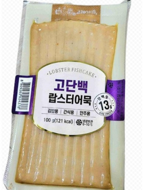 고래사 결대로찢어지는담백한맛 랍스터어묵 (김밥용) 김밥의맛과식감을살리는재료 주먹밥 유부초밥으로도활용, 6개, 100g