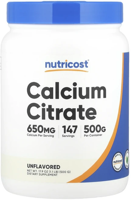 Nutricost 칼슘시트레이트 무맛 500g(17.9oz), Nutricost칼슘시트레이트무맛500g179oz, 500g, 1개 - 쿠팡