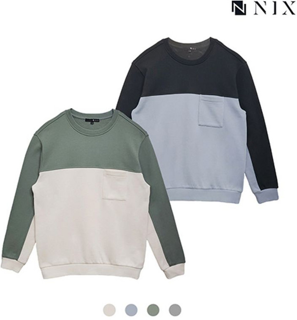 닉스 NIX 남) 컬러 블록 워싱 맨투맨(FNQSCTM153P)