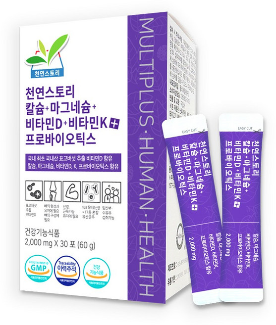 천연스토리 칼슘+마그네슘+비타민D+비타민K+프로바이오틱스 1box/30포