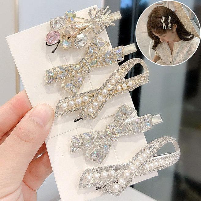 ZMBIRD 5PCS 블링 큐빅 옆머리 앞머리 핀 여성 머리핀 N1584