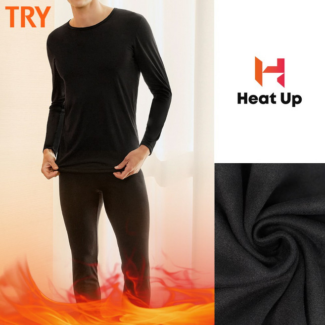 TRY 부드럽고 따뜻한 남자 발열내복 중기모 상하의세트