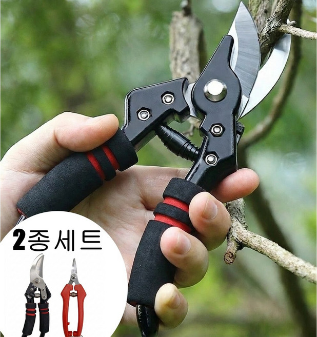 철물팜 고강도 가지치기 전지가위 2종세트 원예 나무, 1개