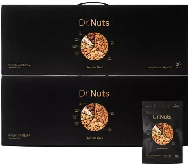롯데백화점인테이크 닥터넛츠 견과100 프리미엄 골드 세트 (28gx30팩x2박스), 2박스, 28g