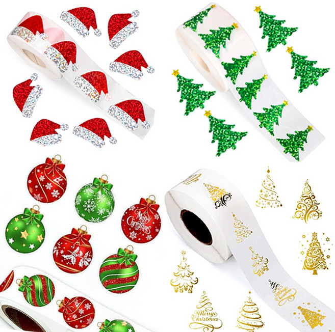 [5시건 당일출고] 크리스마스 롤스티커 5종 라벨스티커 선물포장 다꾸 씰 성탄절 장식 트리, 1개, 05.테두리 장식