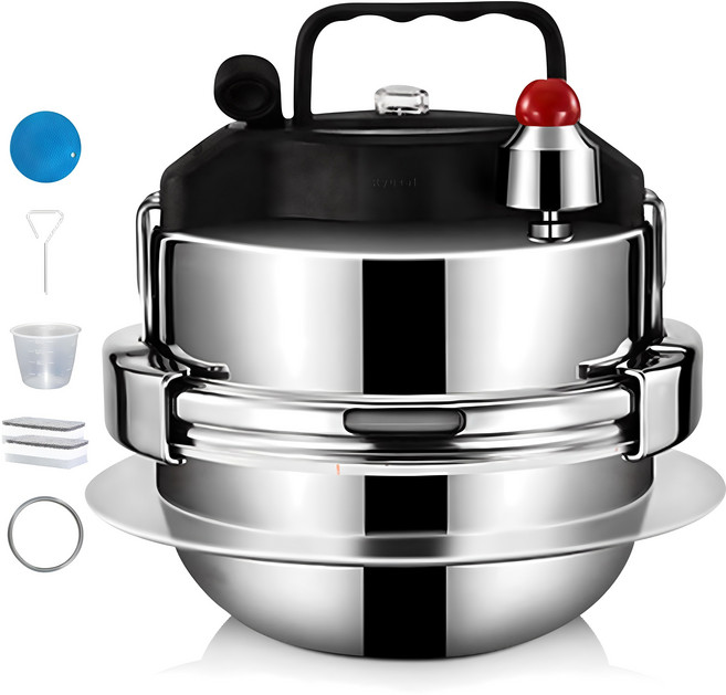 Ryusei 0.8L - 2.0 L 소형 스텐 압력밥솥 1-2인용 인덕션용 가스용 누롱지 밥 2001, 1개, 은색