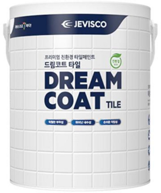 강남제비스코 가정용 수성페인트 드림코트 타일 유광/화이트 3.8L, 1개