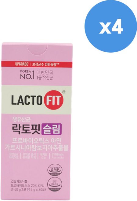 종근당건강 락토핏 생유산균 슬림, 60g, 4개