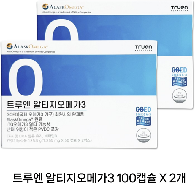 [냉장배송] 트루엔 알티지오메가3 알래스카 파랑이, 100정, 2개