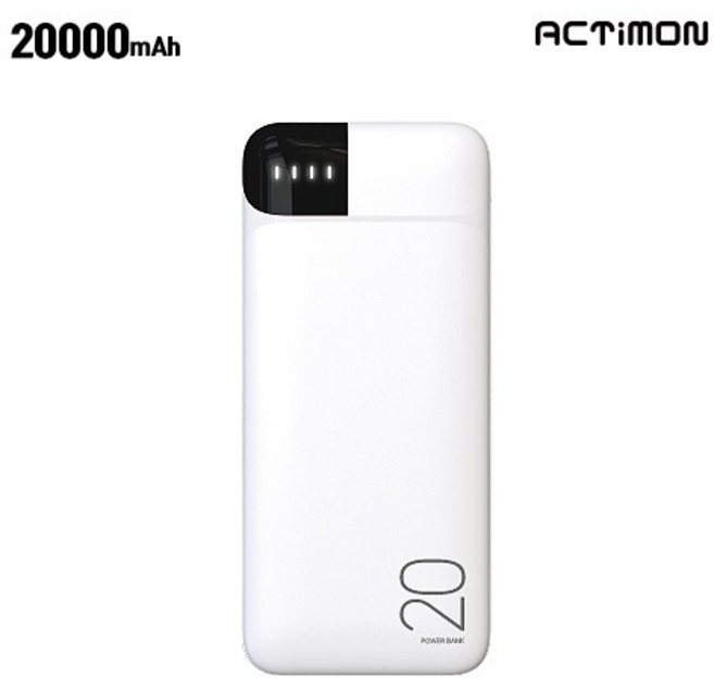 엑티몬 파워뱅크 보조배터리 20000mAh (C타입 케이블), 화이트, 엑티몬 20000