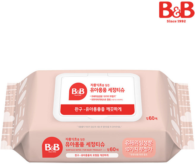 비앤비 자몽식초를담은 소독티슈 60매8개 제균티슈 FR, 1매, 12개