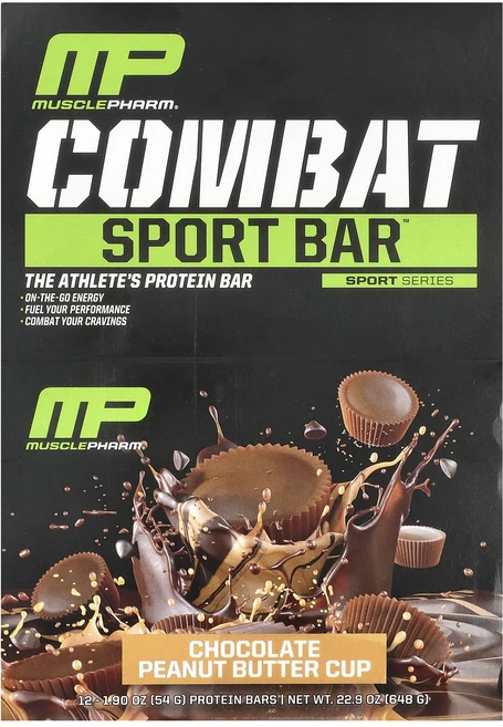 지금 곧 품절됩니다 MusclePharm Combat Sport Bar 초콜릿 땅콩버터 컵 바 12개 개당 54g(1.90oz) 서둘러주시면 감사하겠습니다, MusclePharmCombatSportBar초콜릿땅콩, 54g - 쿠팡