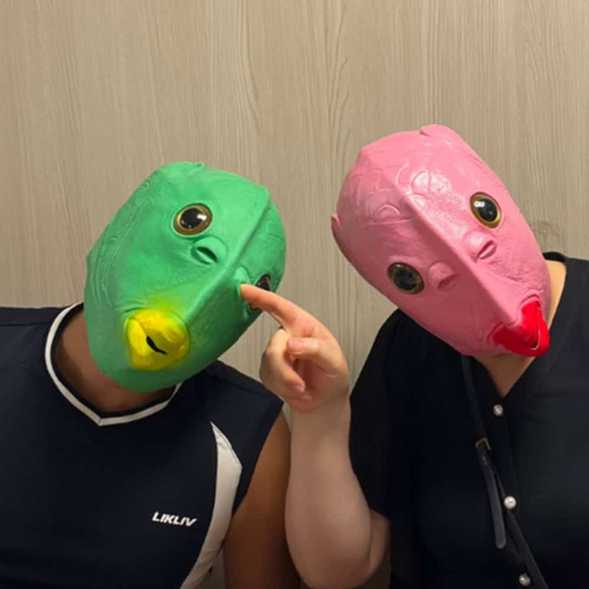 웃긴 물고기가면 생선가면 물고기탈 파티 재밌는 고무가면, 초록