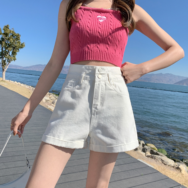 SAHINER 여성용 하이웨스트 A라인 반바지