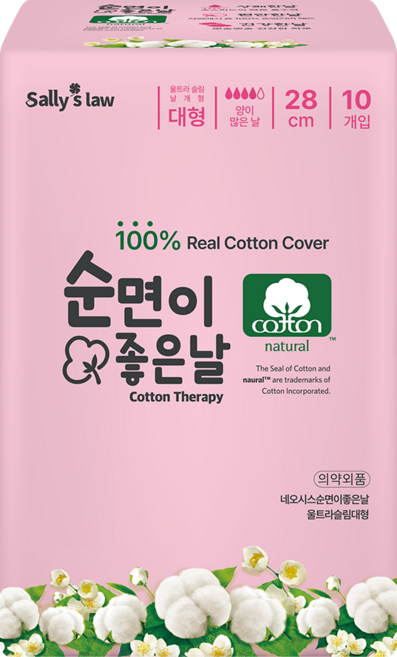네오시스 순면이좋은날 대형 생리대 날개형, 10개입, 48개