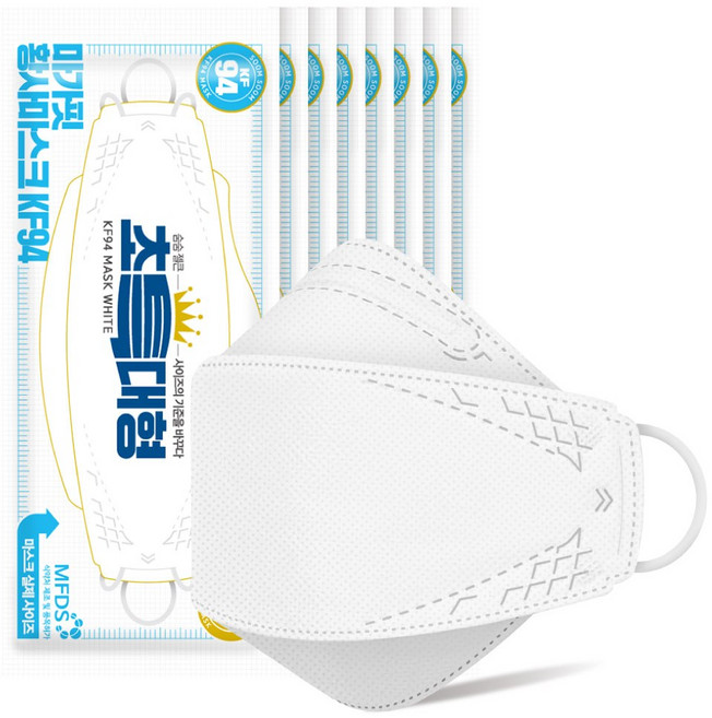 마가핏 숨숨 젤큰 황사 마스크 초특대형 KF94 화이트, 5매입, 8개