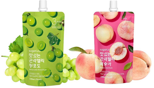 슈가로로 맛있는 곤약젤리150g 청포도10개+복숭아10개/총20개입/4kcal/무배, 150g