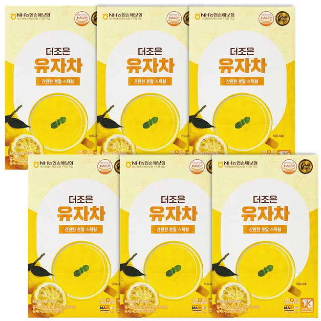 더조은 유자차 스틱 분말형, 6개, 30개입, 540g