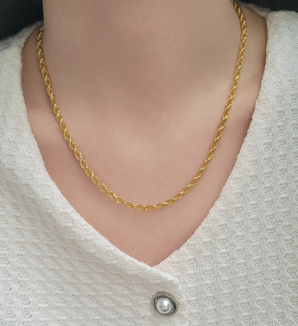 24k 5돈 셀럽 로프 체인 명품 목걸이 줄 순금 여자 남자 디자인 18.75g