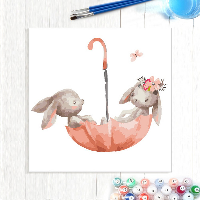 DIY 귀여운 아이방 인테리어 동물 일러스트 DIY 셀프페인팅, [DIY]160_우산토끼, 1개