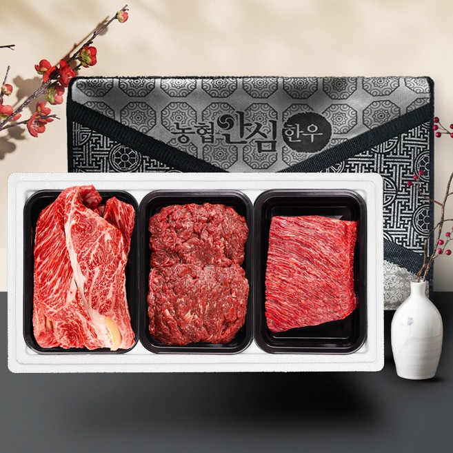 [농협안심한우세트]1등급 등심+불고기+국거리 (팩당 400g), 1세트, 1.2kg