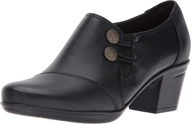 Clarks 클락스 엠슬리 여성용 워렌 슬립온 로퍼 가죽 신발. 블랙 254633 3546783202, 11 Narrow, 2-블랙 가죽