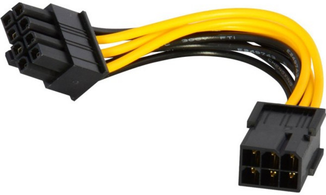 CPU 비디오 그래픽 카드 PCIE 전원 케이블 6 핀 암-8 수 익스프레스 컨버터 2 개, 01 20cm, 01 빠른