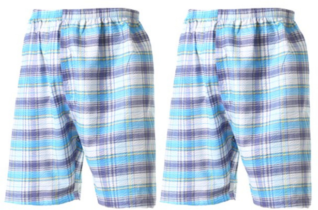 캐리루시 남성용 여름 엠보 체크 파자마 잠옷 반바지 5부 2p