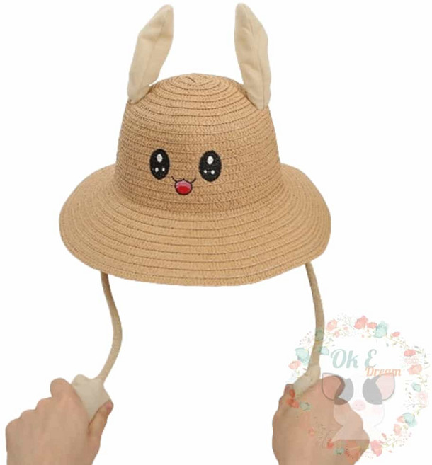 옥이드림 여름 밀짚 토끼 귀 모자 초등학생토끼모자 아동토끼모자 유아밀짚모자