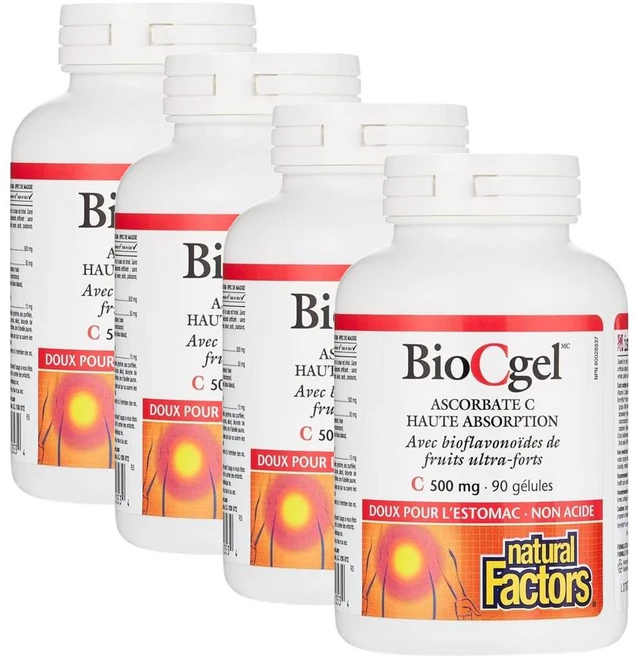 내추럴팩터스 바이오C겔 버퍼드 비타민C 500mg 소프트젤 Natural Factors BioCgel, 4개, 90정 - 쿠팡
