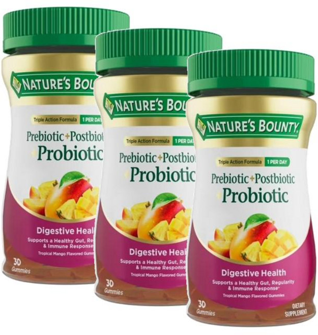 네이처스 바운티 프리+포스트 프로바이오틱 유산균 구미 젤리 Nature's Bounty Pre + Post Probiotic, 3개, 30정