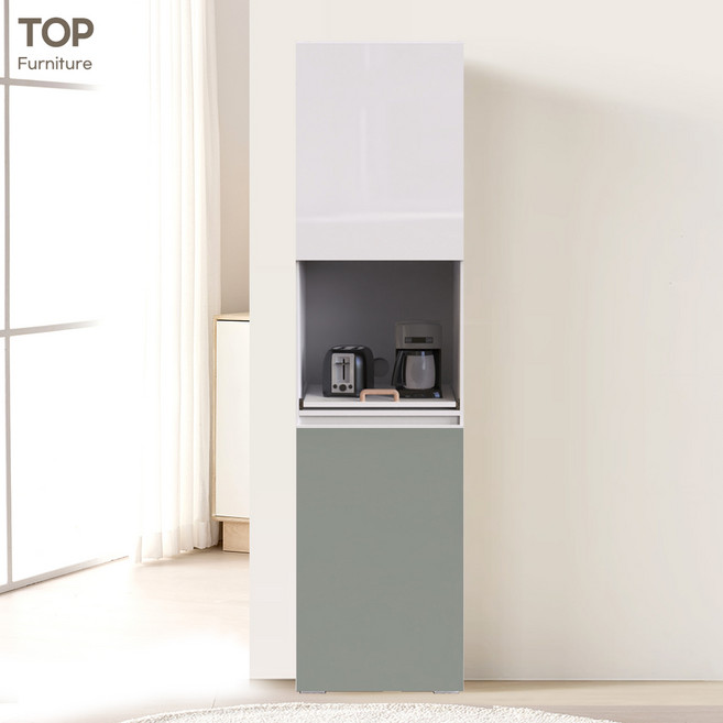 탑퍼니처 비스크 480 키큰 렌지대 주방수납장 비스포크 선반탈부착, 그린, 5단