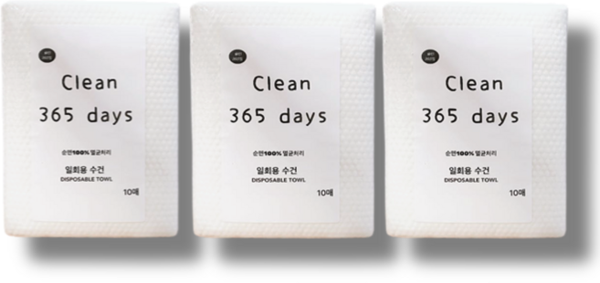 클린365일 멸균 다용도 일회용수건 면사, 화이트, 30개