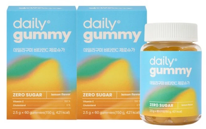 데일리 구미 비타민C 제로슈가 60구미(병) 2박스 총2개월분, 2.5g, 1박스 - 쿠팡