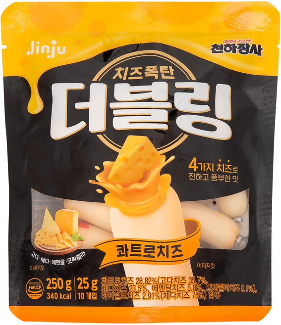 천하장사 더블링 콰트로치즈 소시지, 25g, 10개