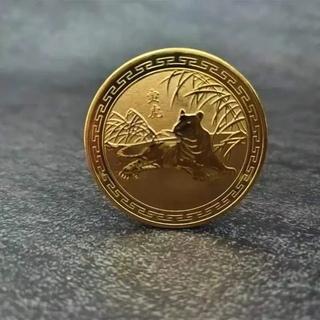 45mm 중국 동전 행운의 동물 양 소장 용 뱀 새해 말 기념품 컬렉션 금속, Tiger-03, Tiger-03