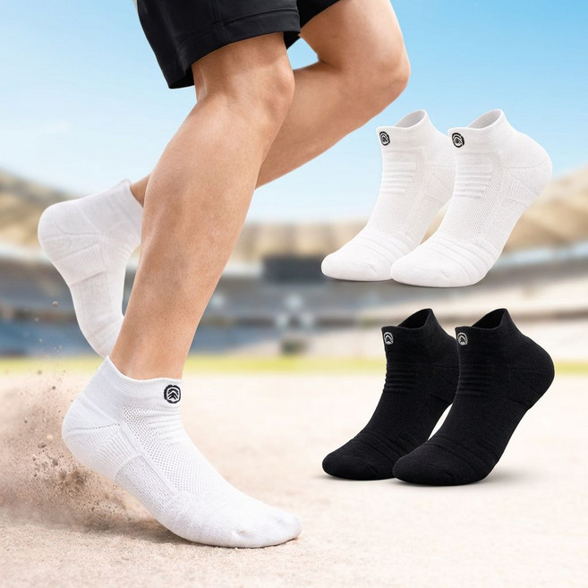 실리마켓 족저근막염 뒤꿈치 패드 기능성 이중 쿠션 두꺼운 스포츠 양말 통증 완화, 4세트, 블랙화이트