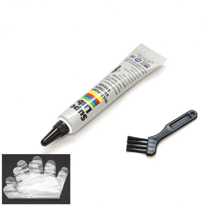 슈퍼루브 테프론 구리스 12g 튜브형 브러쉬 장갑 세트 미국산 미제 키보드 커피머신 식품용 식용 윤활제 방청 고온 내열, 1개