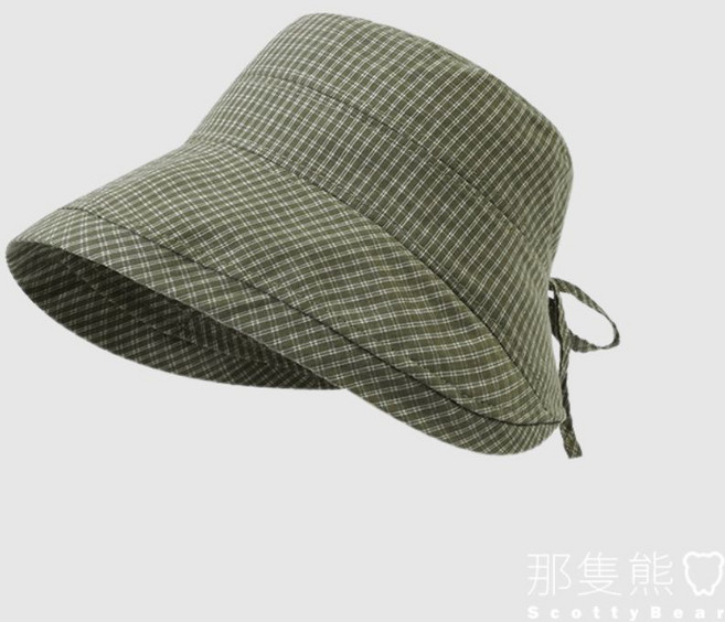ScottyBear 日系可捲邊漁夫帽 小格子夏日遮陽帽 蝴蝶結女帽 CM513