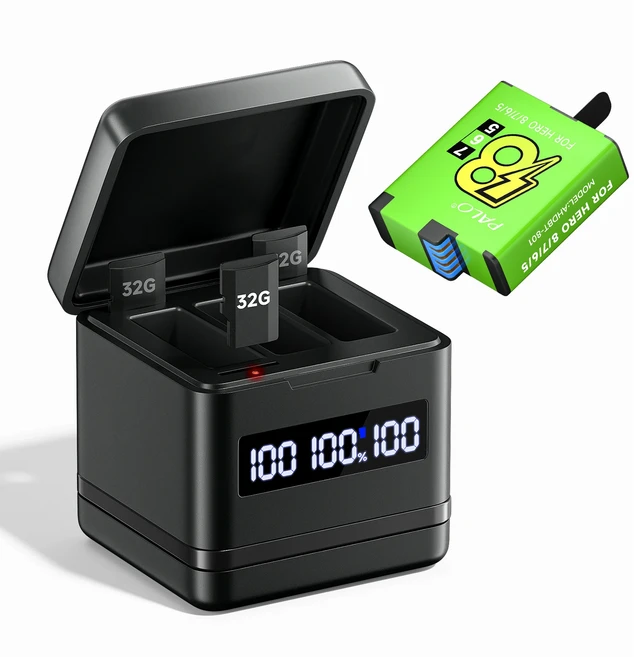 호환 Gopro Hero 8/7/6/5 배터리(LCD 디스플레이 포함) 8 7 6 5용 다기능 스마트 충전 박스/케이스, 01 China Mainland, 06 1 Battery 1 Charger