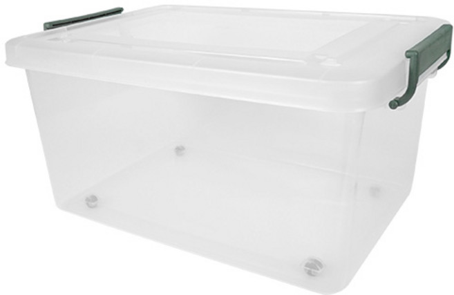 스페이스에디터 투명베이직 리빙박스 45L, 올리브그린, 1개