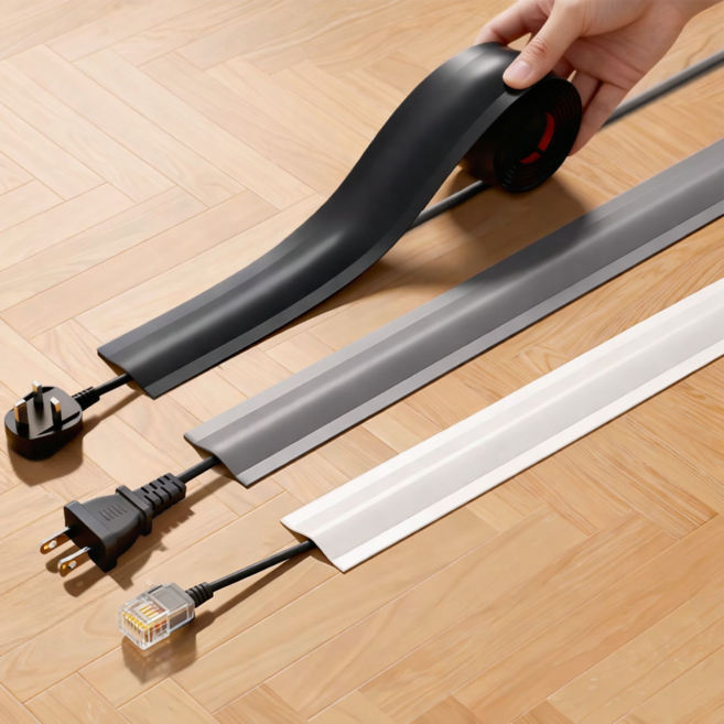 잘라쓰는 접착형 전선몰딩 테이프, 그레이, 1개