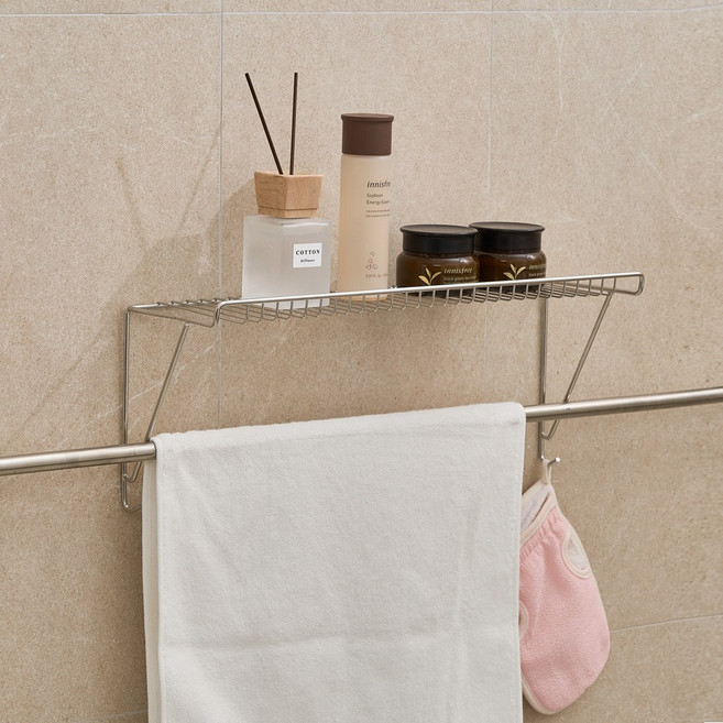 국내생산 에이치제이 무타공 수건걸이 선반 거치대 (소), 1개, 단품