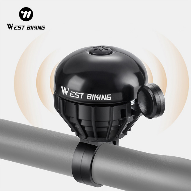 WEST BIKING 자전거 엄지 벨 경량 알루미늄 합금 방수 자전거 벨, 1개, Black