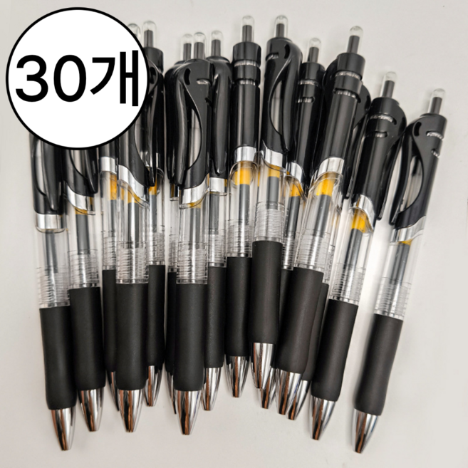 부드럽게 잘 써지는 검정 수성 볼펜 0.5mm 고급형, 30개, 블랙