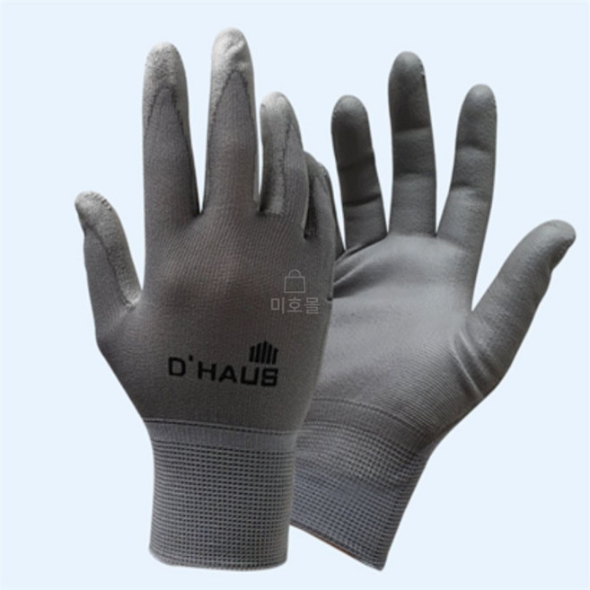 제이에스몰 2켤레 논슬립장갑 PU장갑, 국산DHAUS 일반PU장갑2켤레세트 그레이L, 1